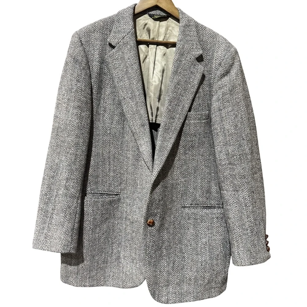 Vintage Harris Tweed Blazer Mens 42 Herringbone Wool Coat Trend‎ Setters USA 90s